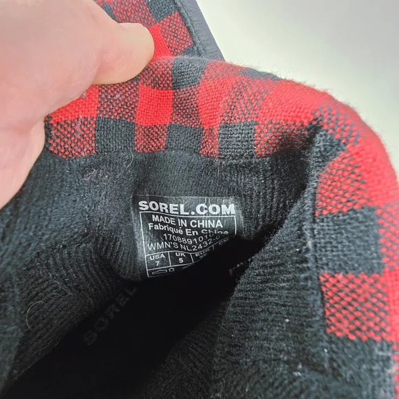 Sorel Black Leather Boots Womens 7 Plaid Lining Buckles - Picture 14 of 15